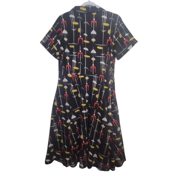 Collectif Caterina Swing Dress Black Mid-Century Atomic 2XL US 14 Rockabilly - Picture 5 of 16